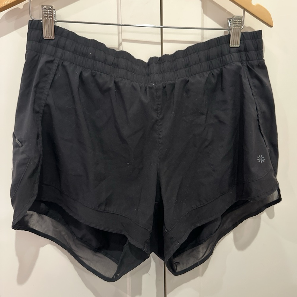 Black Athleta Mesh Racer Shorts